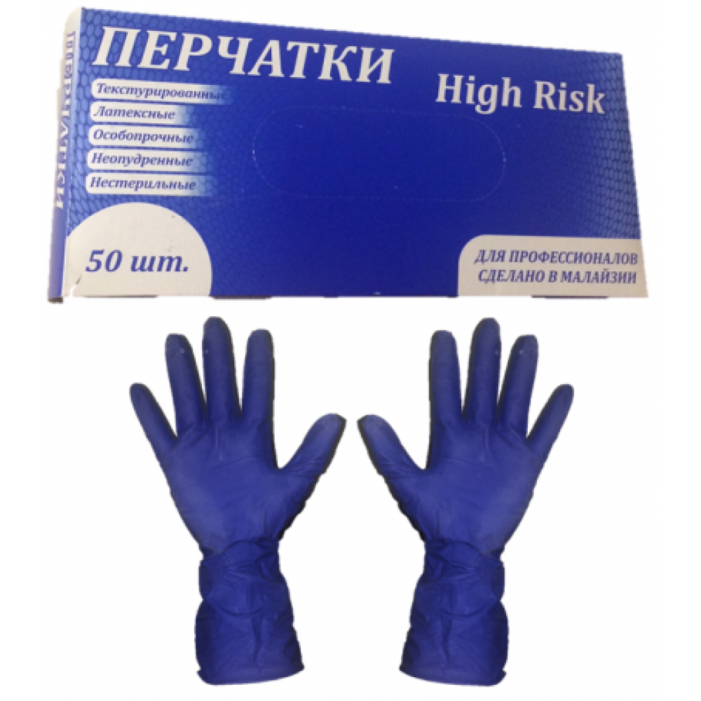 Перчатки латексные (M) High Risk (1 пара)