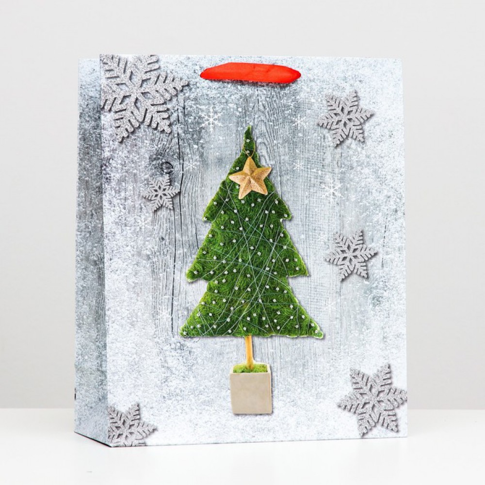 Пакет крафт, «С Новым Годом», 30×26×9 см