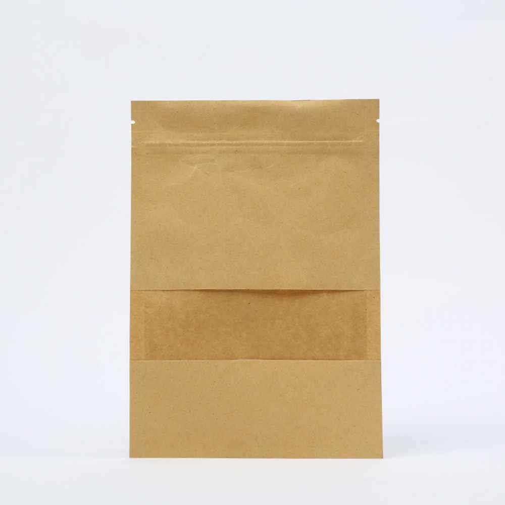 Крафтовый пакет Zip-Lock с прямоугольным окном 12*20 см