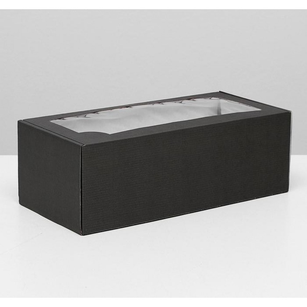 Коробка самосборная, с окном, чёрный, 16 х 35 х 12 см