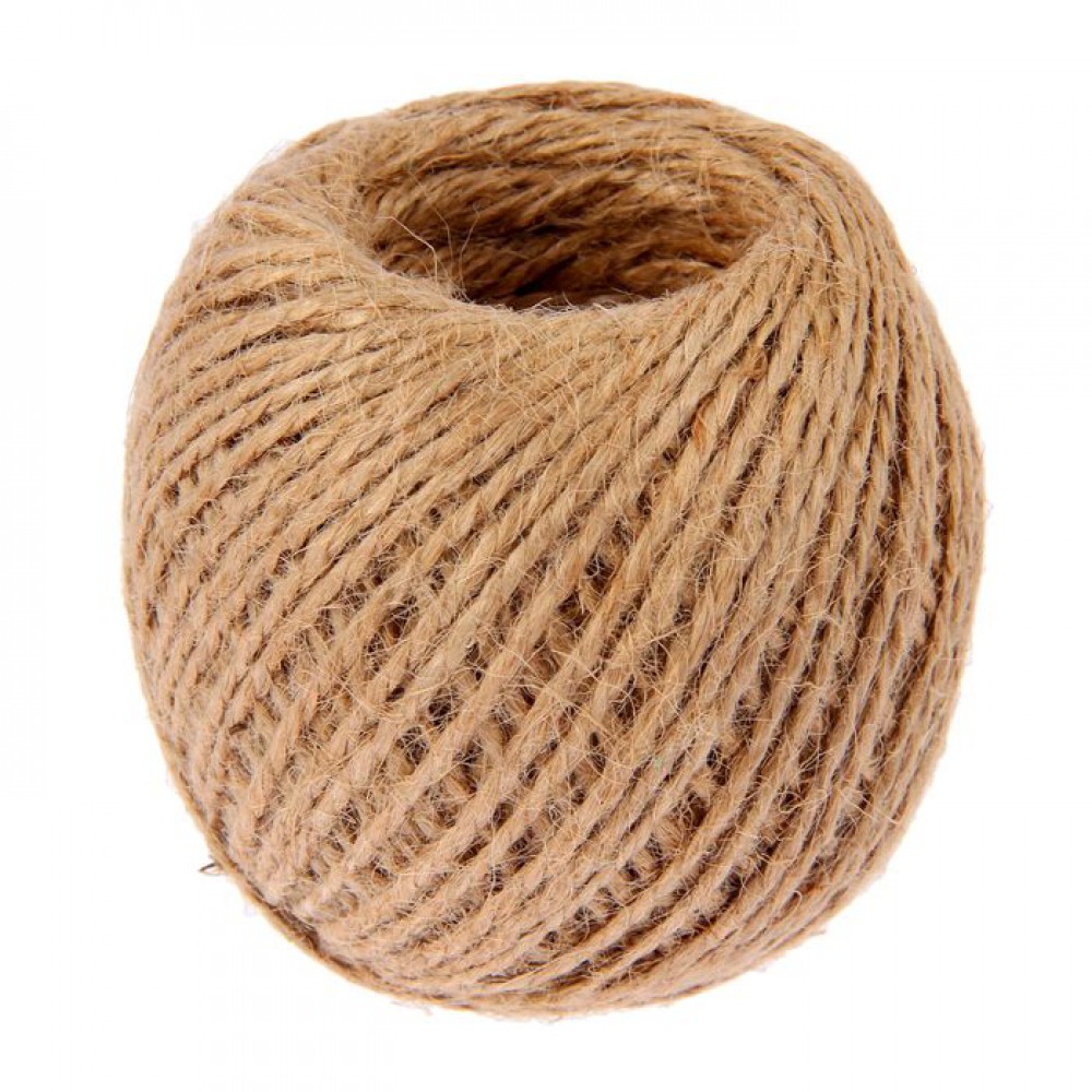 Шпагат джутовый, скрученный д-1,5 мм, 30м, цвет натуральный