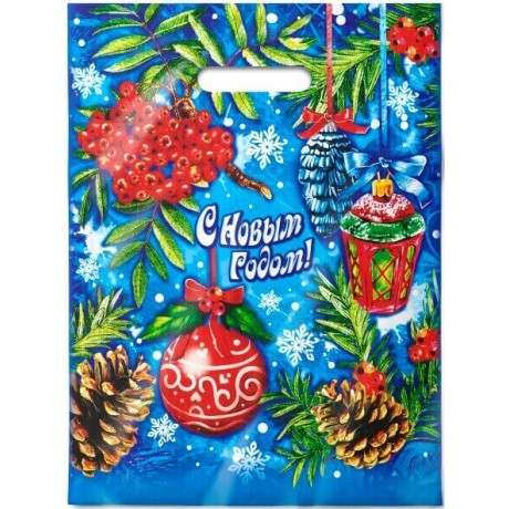 Пакет ПВД с проруб.руч. 30*40/30 Новый Год в асс.