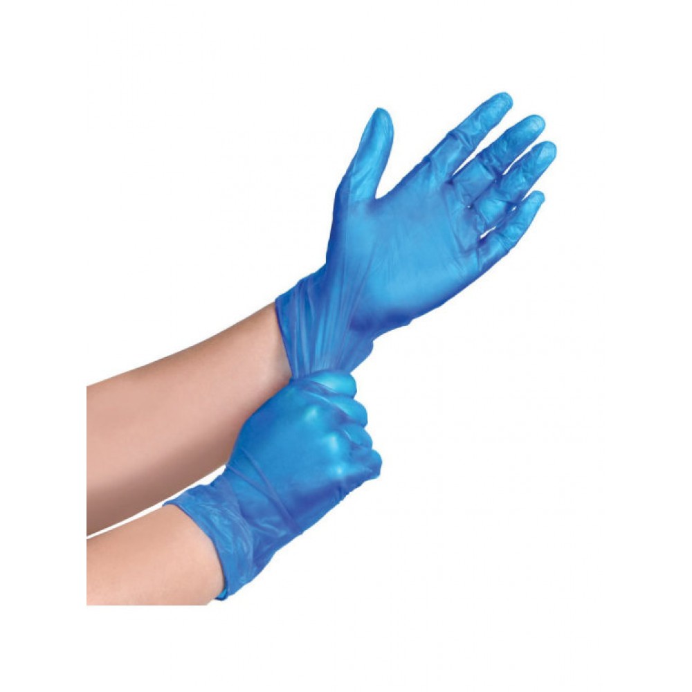 Перчатки виниловые (L) синий (1 пара)