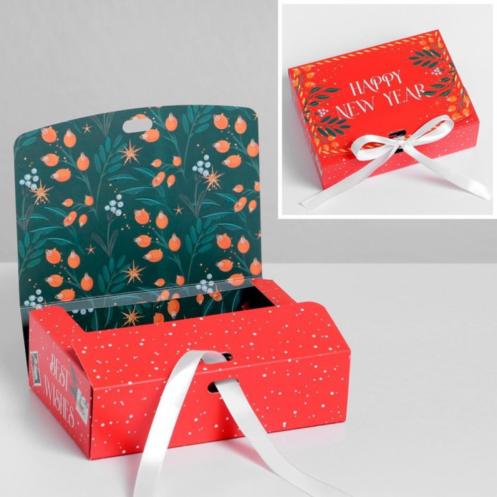 Коробка складная двухсторонняя «Почта новогодняя», 16.5 × 12.5 × 5 см