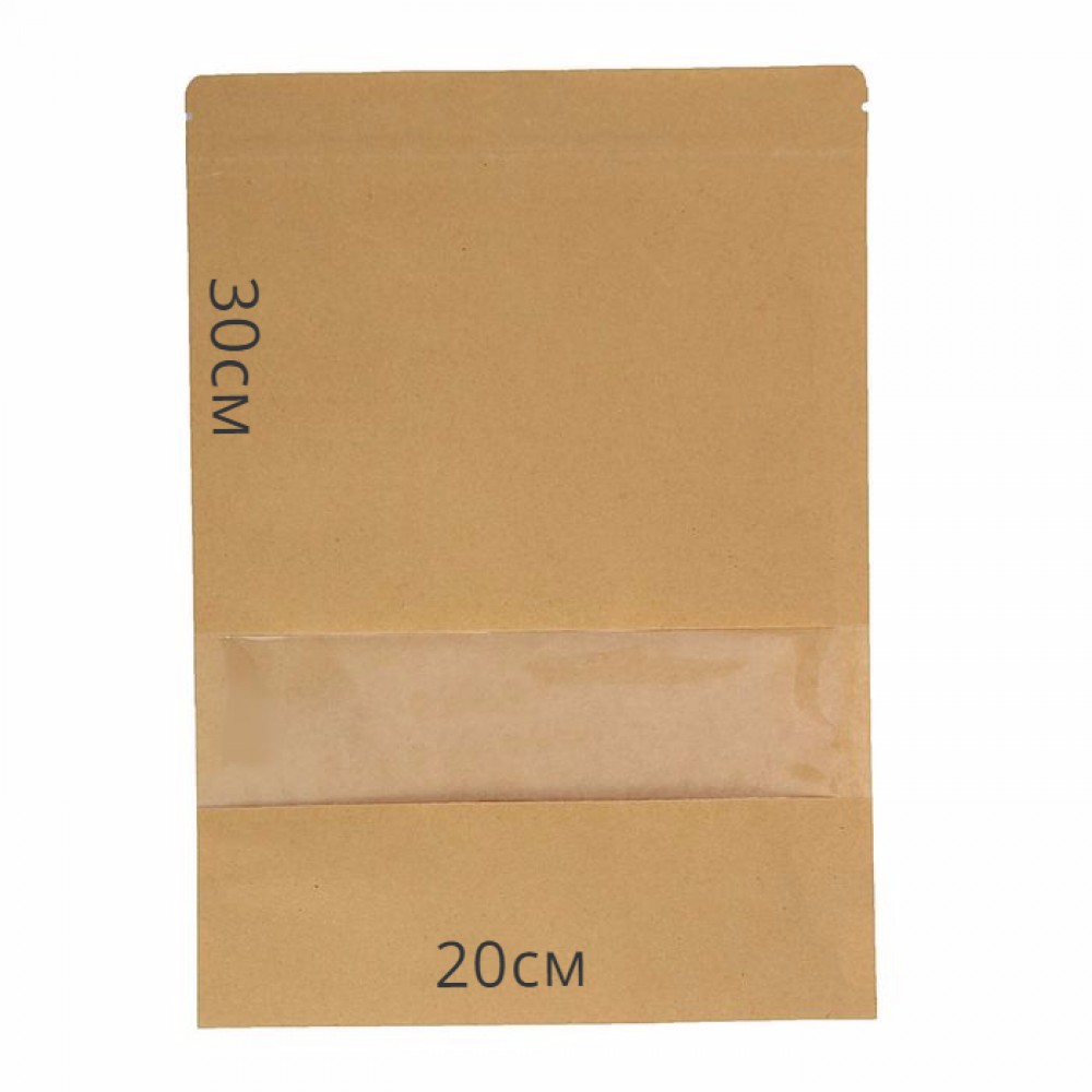 Пакет крафт Зип-Лок с окном 20*30см