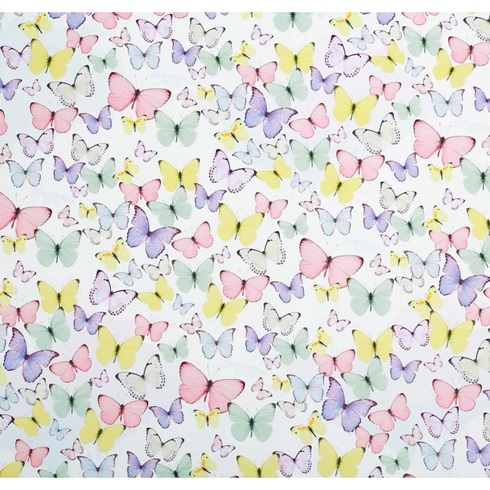 Бумага глянцевая "Светлые бабочки" 70*100см. 