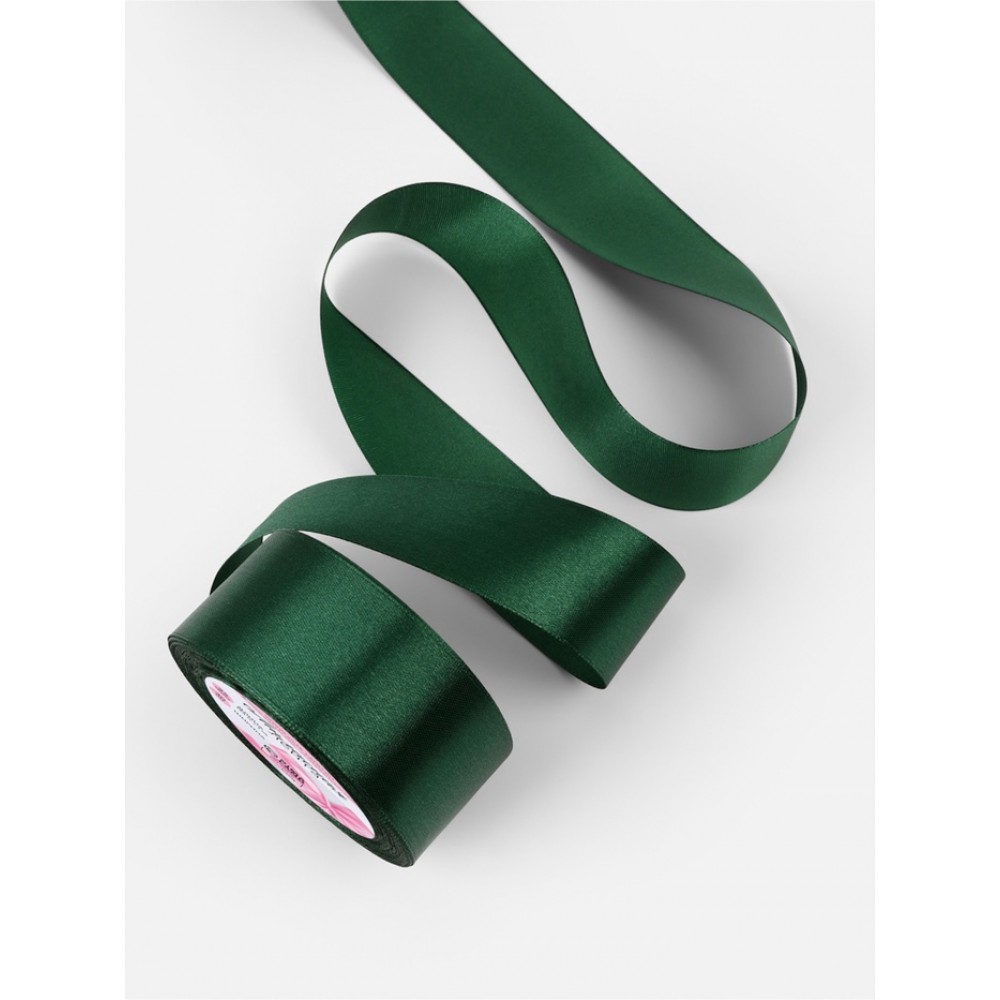 Лента атласная, 40 мм, 23±1 м, тёмно-зелёная №128 
