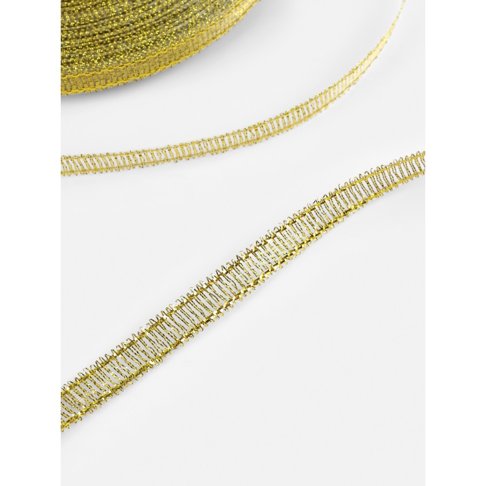 Лента парчовая 6мм. 23+1м. золотая