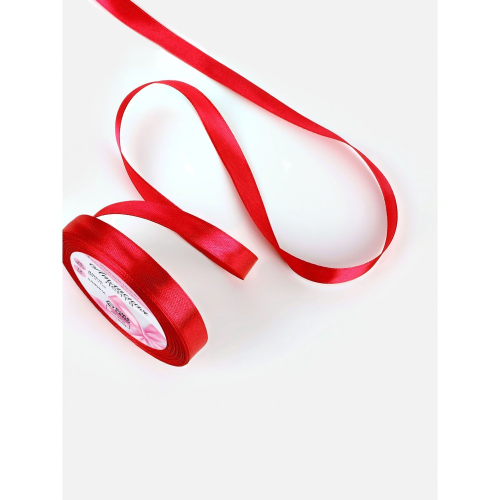 Лента атласная, 12мм. 23+1м, №26, красная