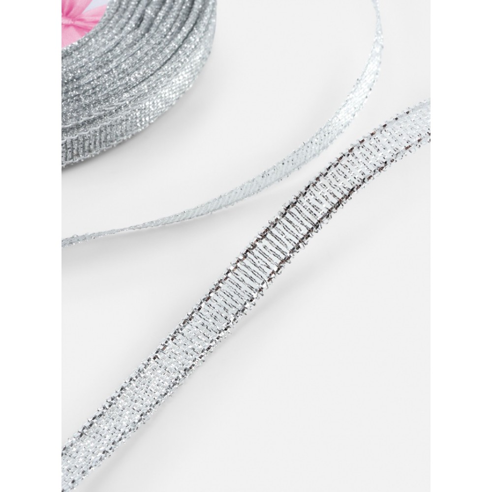 Лента парчовая 6мм. 23+1м. серебро