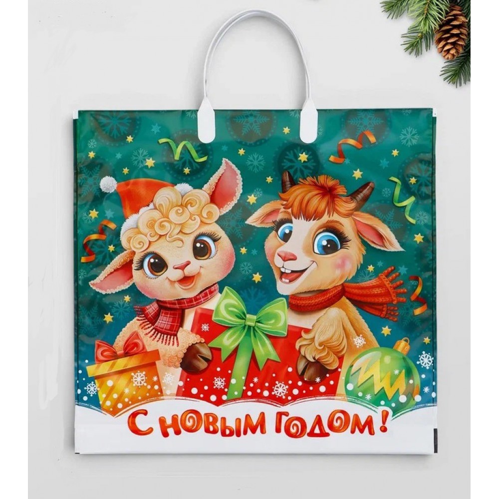 Сумка 38*35 с пласт.руч.Новый год