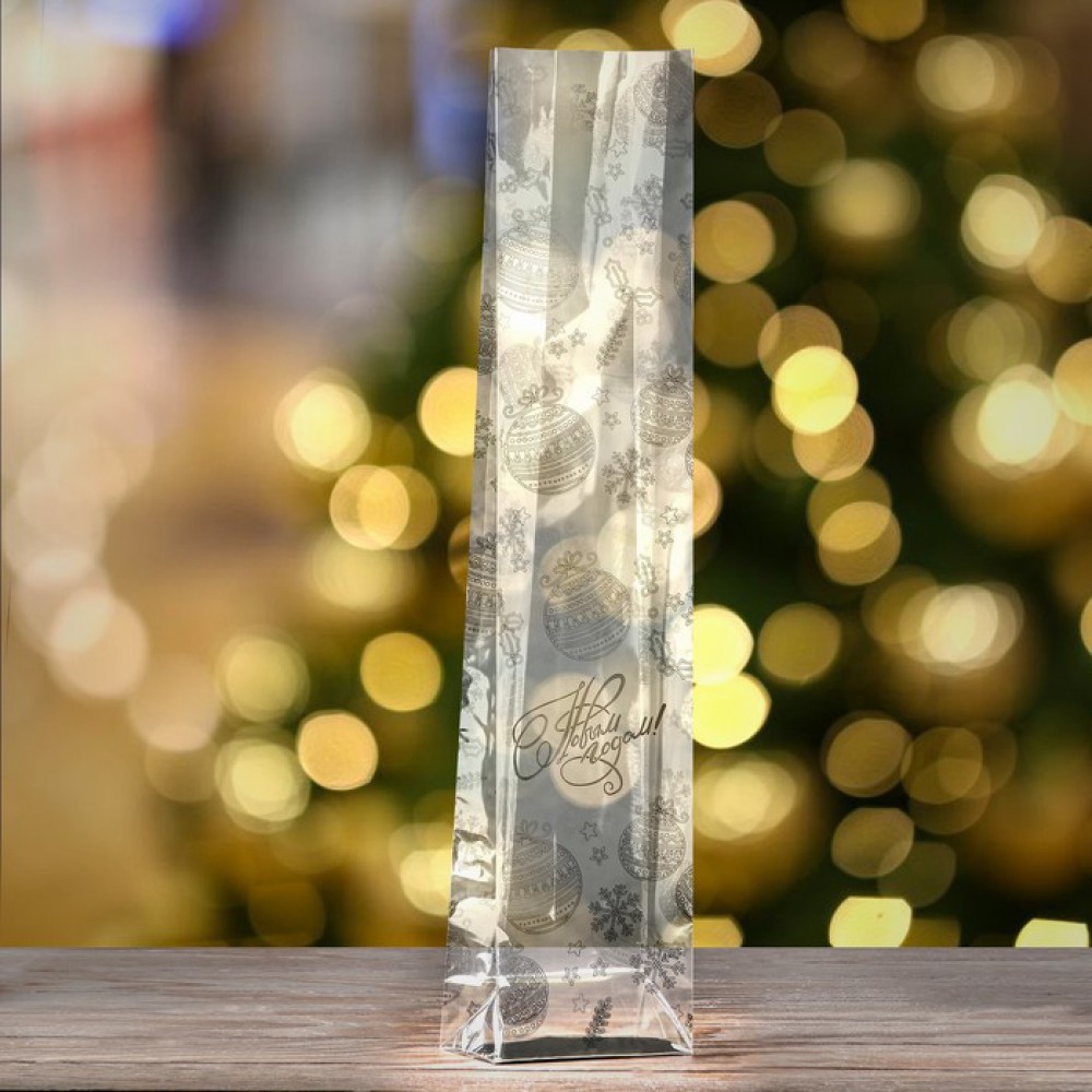 Пакет подарочный с жестким дном НГ 11*7*53см.