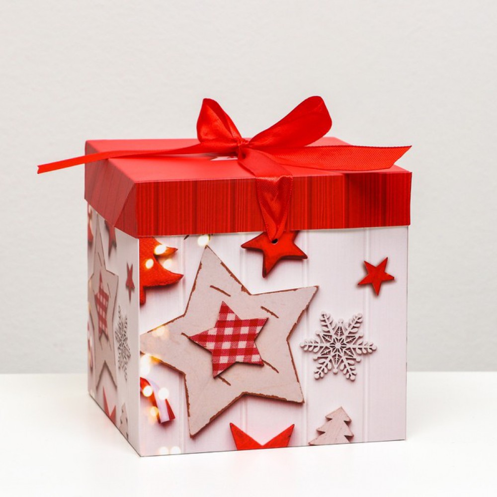Коробка самосборная "Звёзды.Новый год" 15*15*15см