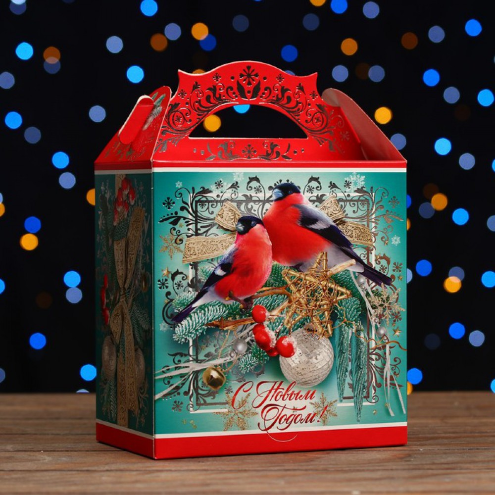 Коробка складная "Happy new year", 10 х 10 х 10 см