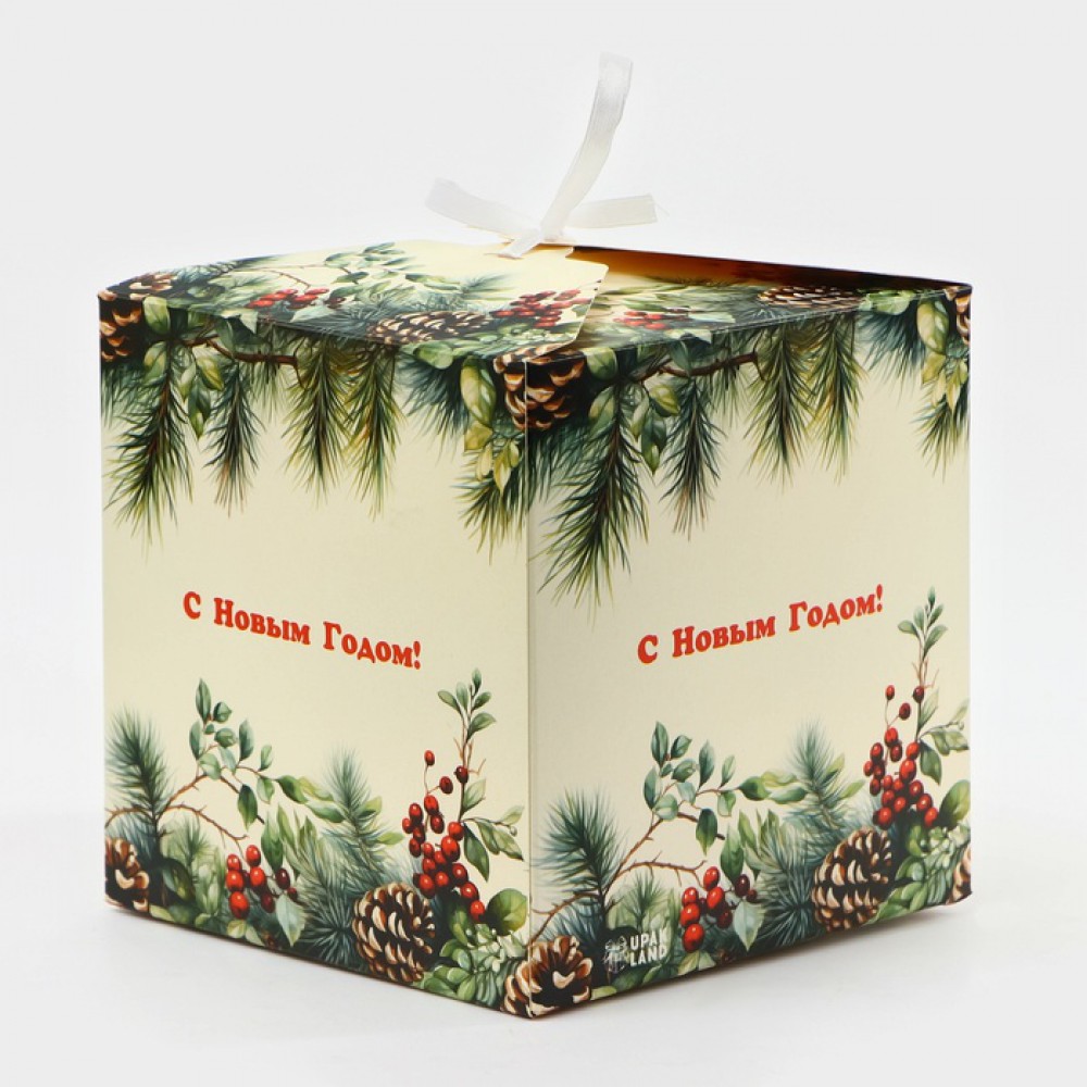 Коробка складная "Еловая веточка" 14*14*14см