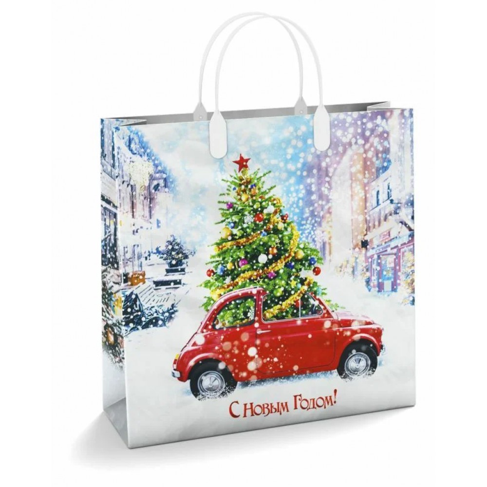 Сумка подарочная  "Снежный отпуск", 30x30 см, мягкий пластик, 150 мкм