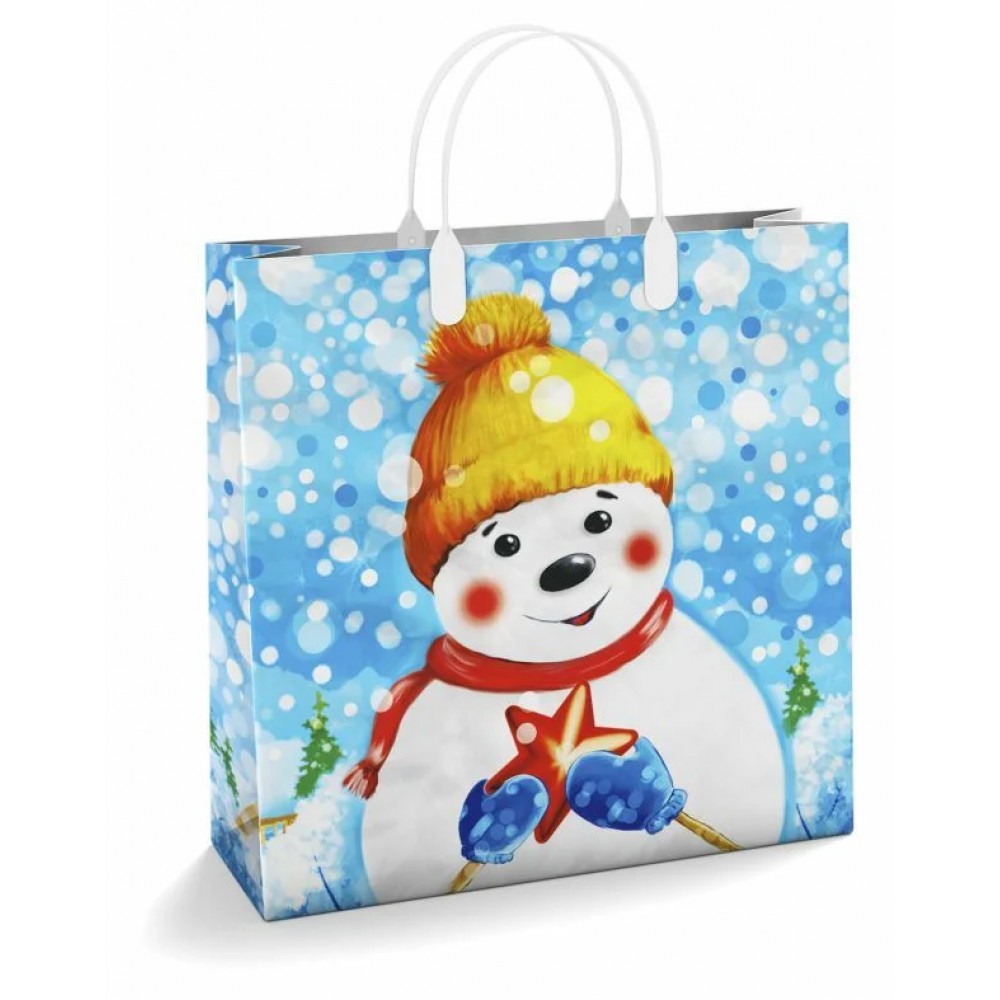 Сумка подарочная  "Снежный друг", 30x30 см, мягкий пластик, 150 мкм