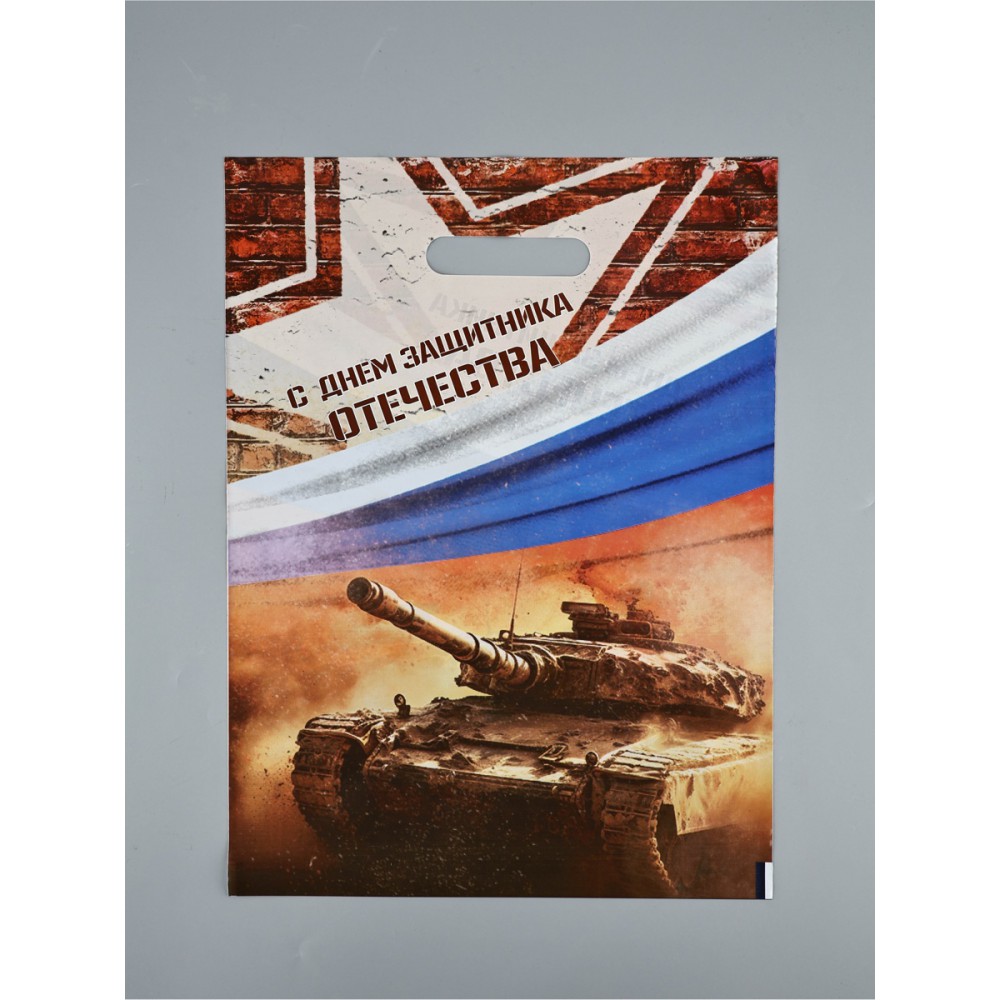 Пакет п/э с вырубной ручкой "23 февраля" 30*40/50мкм.