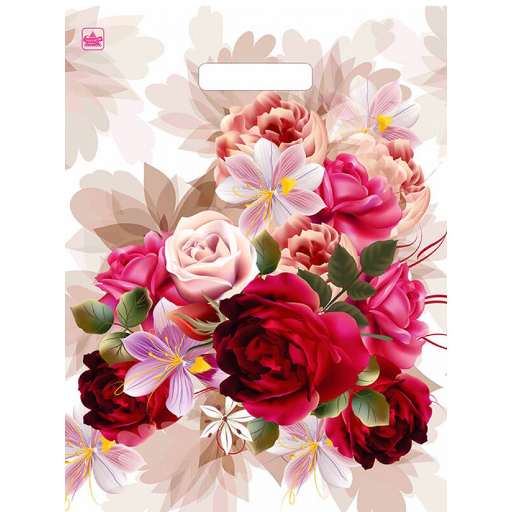 Пакет ламинир. 31*40/60 "Пионы на беже"