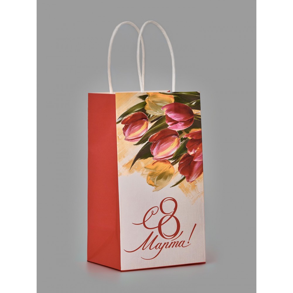 Пакет крафт «8 марта», 12×21×9 см   