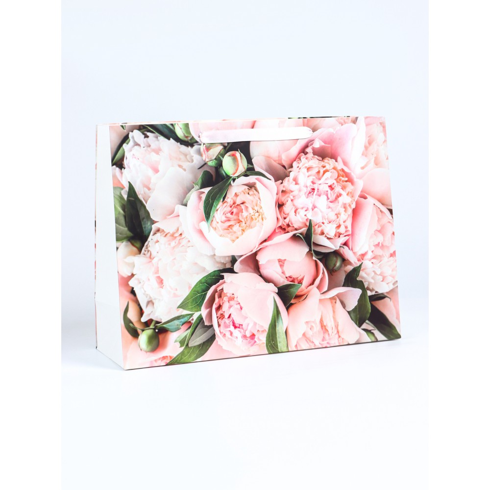 Пакет ламинир. "Белые бутоны" 31*40*14см.  