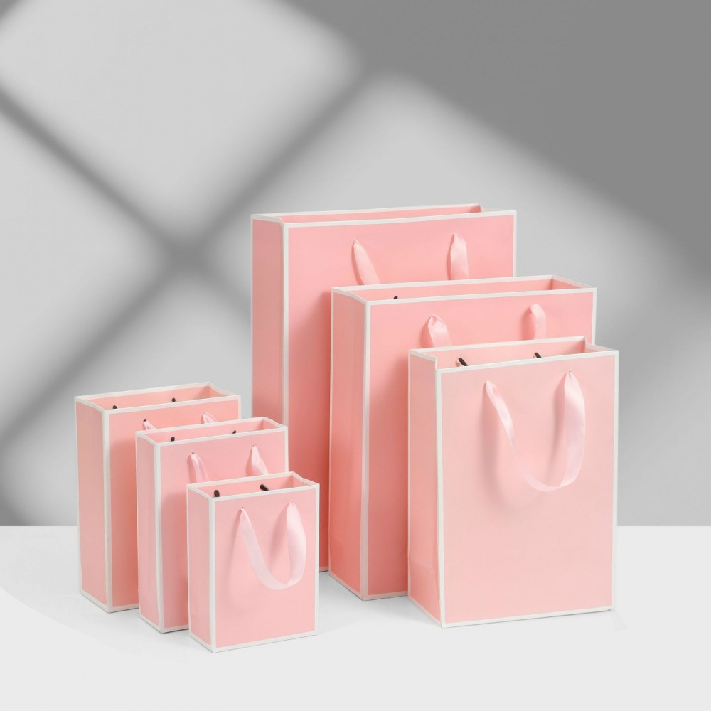 Пакет ламинир. "Розовый/белый", 30*40*10см  