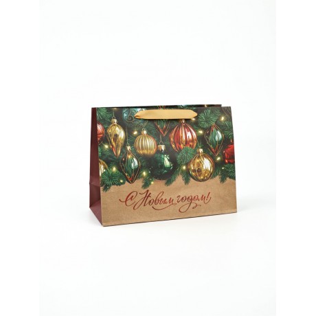 Пакет крафт «С Новым годом», 18×23×10 см