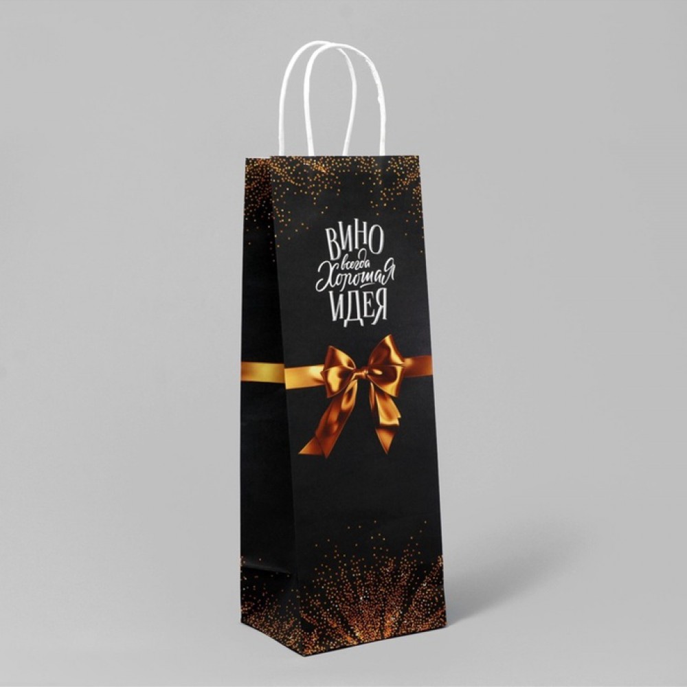 Пакет крафт белый "Бант" 13*36*10см. 