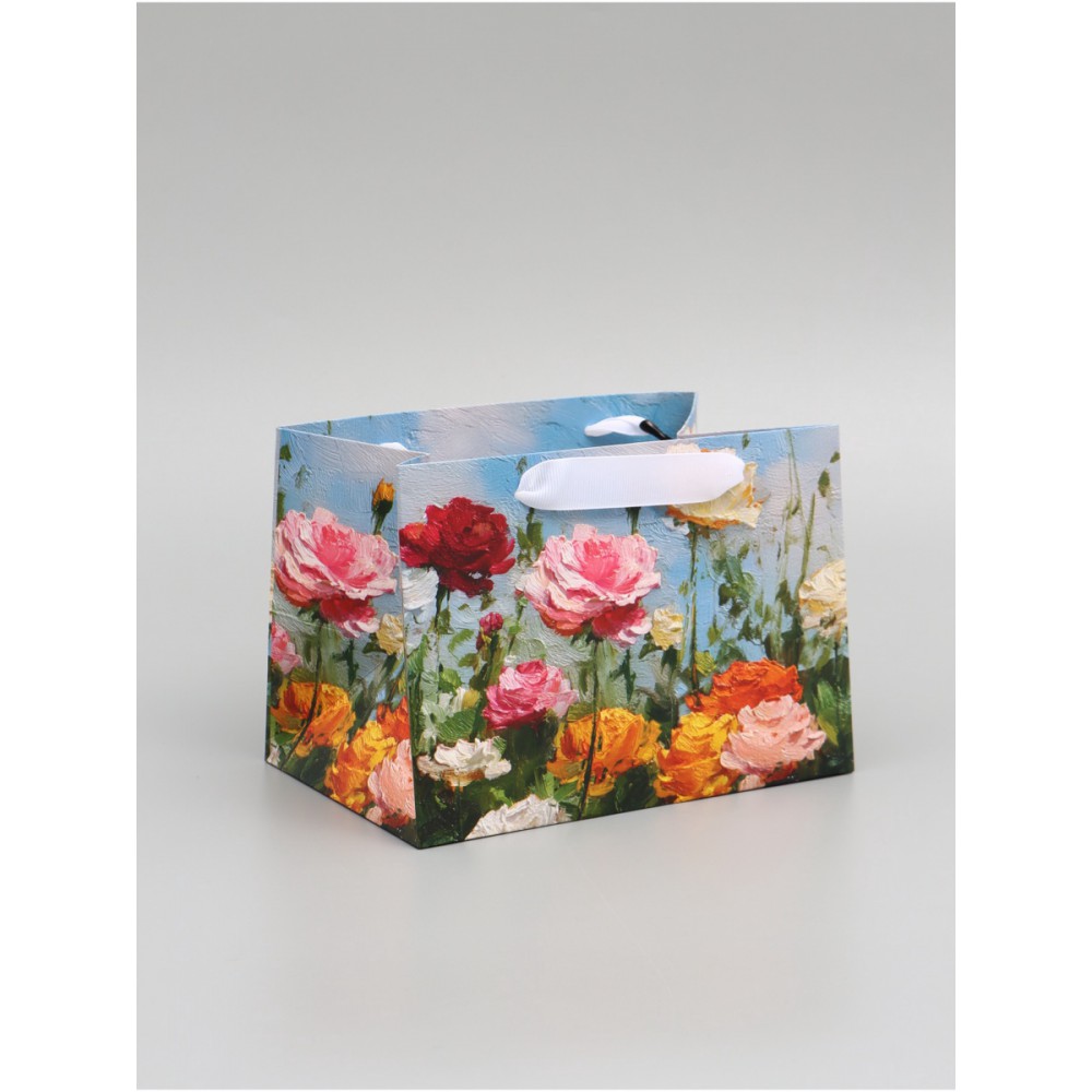 Пакет подарочный «Цветы» 20 × 14 × 13,2 см 
