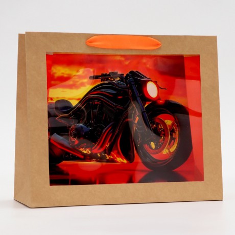 Пакет с PVC окном "Настоящему мужчине" 31*11*26см.   