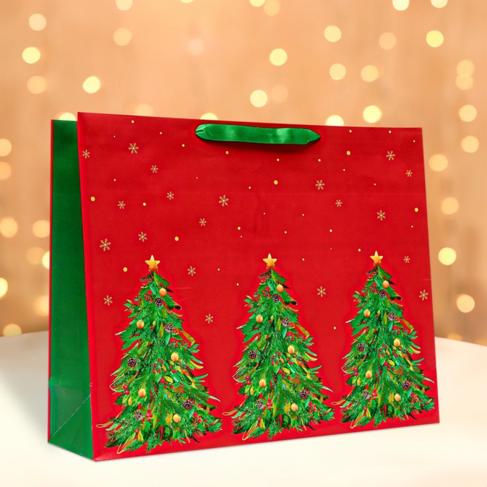 Пакет подарочный «Ёлки», 50×40×15 см 