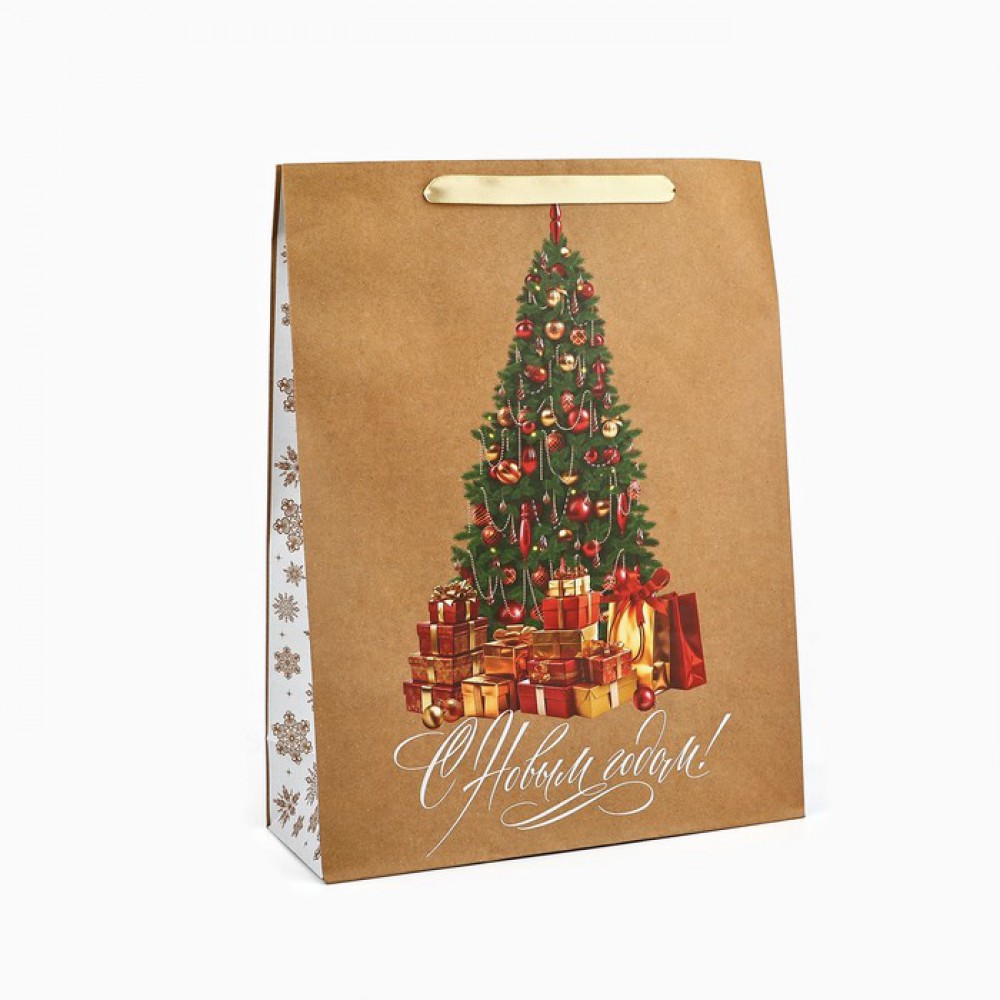 Пакет крафт "С Новым годом", 40*31*11,5см. 