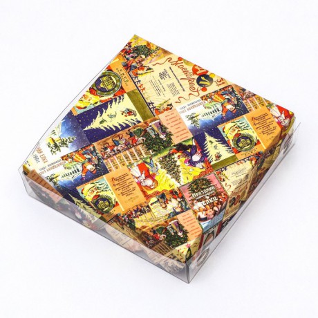 Коробка для печенья "Новогодняя афиша" 12*12*3см. 