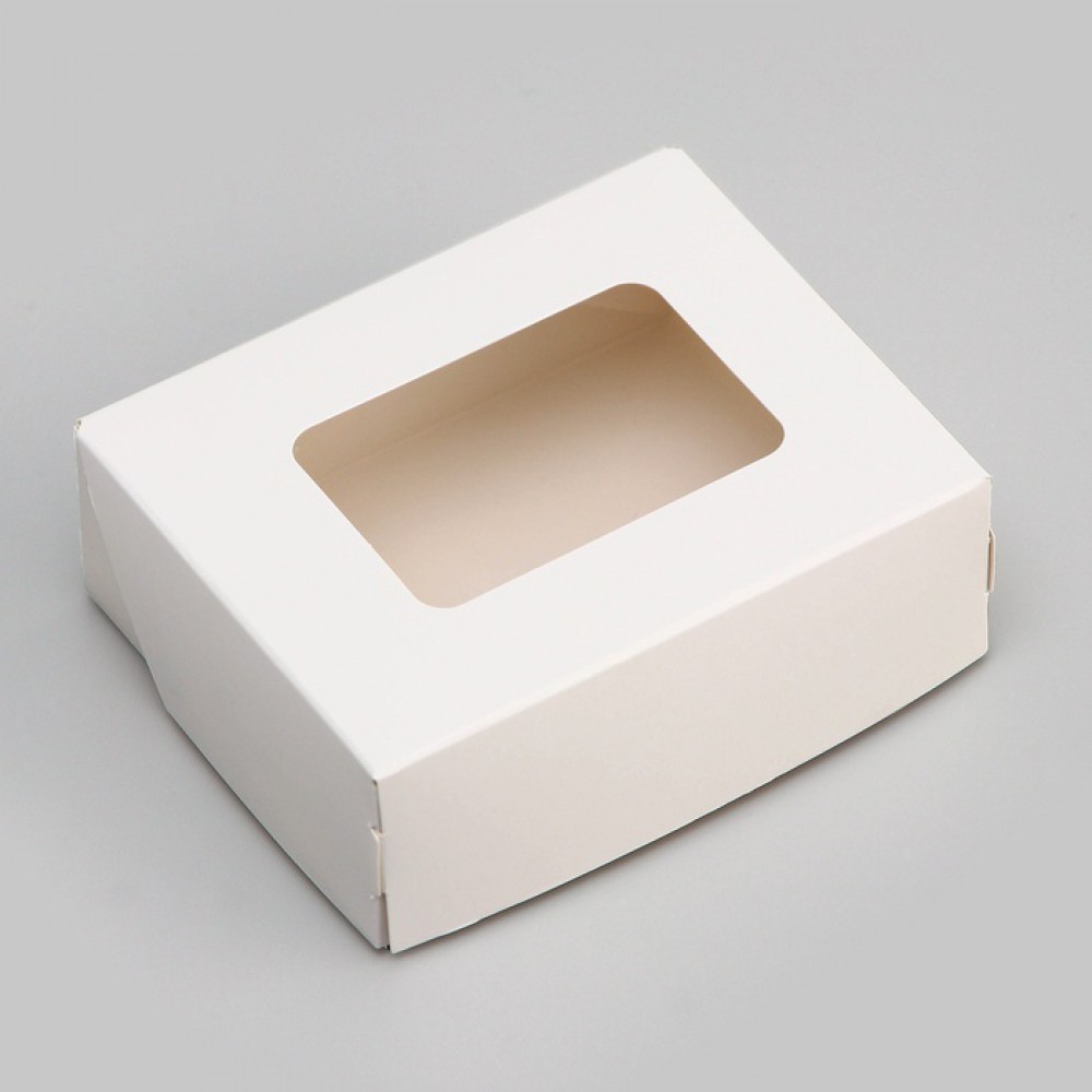 Контейнер на вынос с окном белый 10*8*3,5см.   