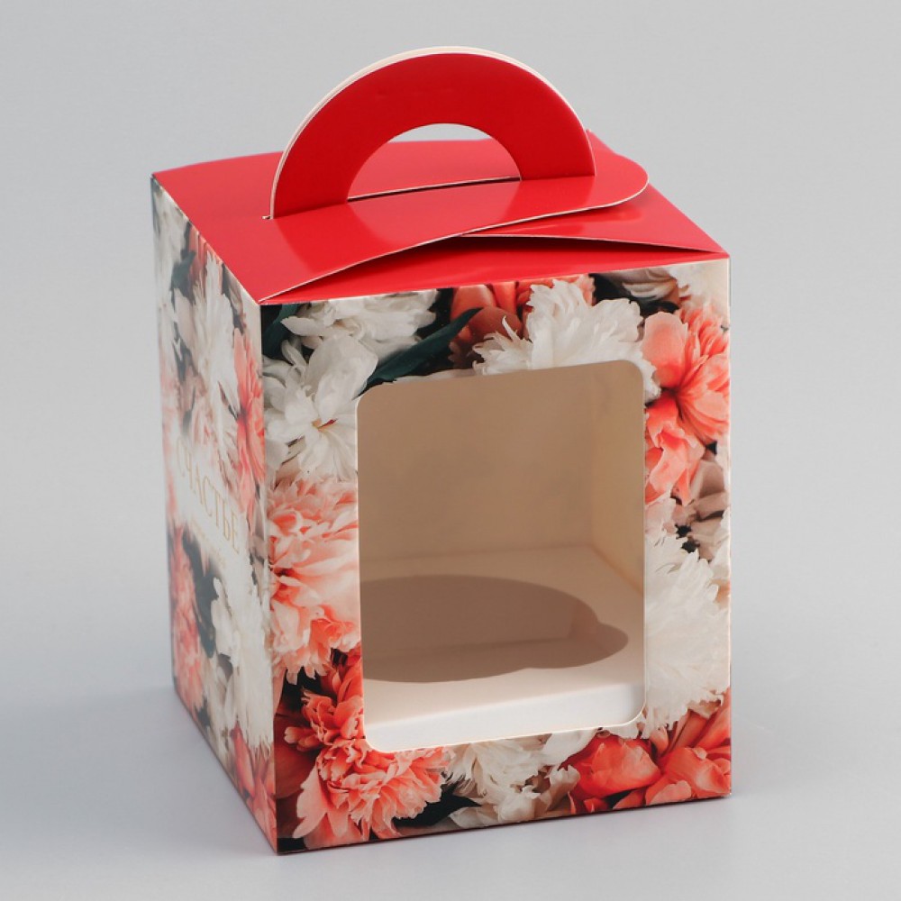 Коробка для 1 капкейка, «Цветочки», 9.2×9.2×11.1 см
