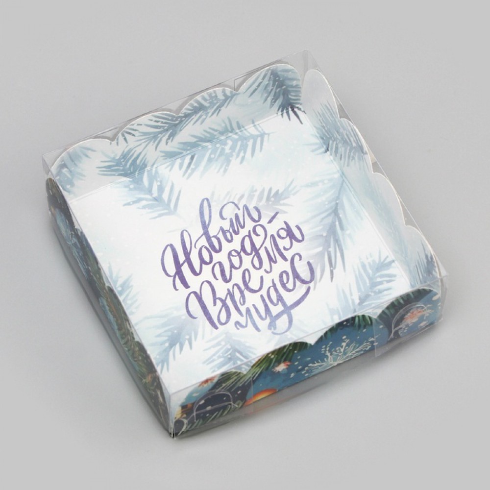Коробочка для печенья "Ёлочные игрушки" 10,5*10,5*3см. 