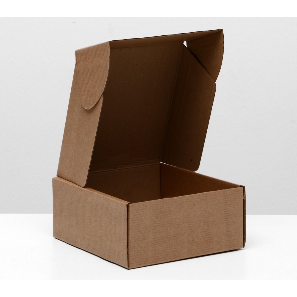 Коробка самосборная, без окна, крафт, 19*18*8,5см.