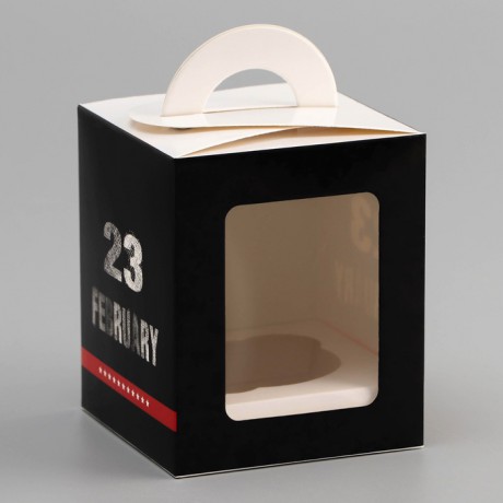 Коробка для 1 капкейка «23 февраля», 9.2×9.2×11.1 см