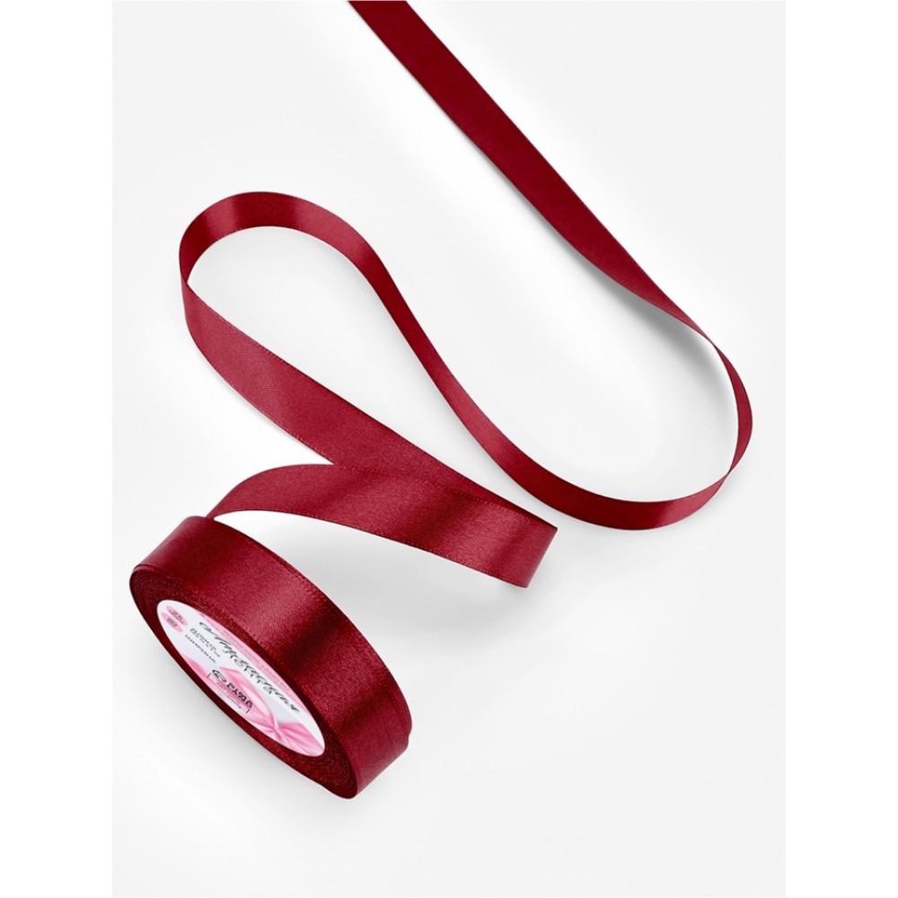 Лента атласная, 20мм.*23±1м, цвет вишнёвый №37 