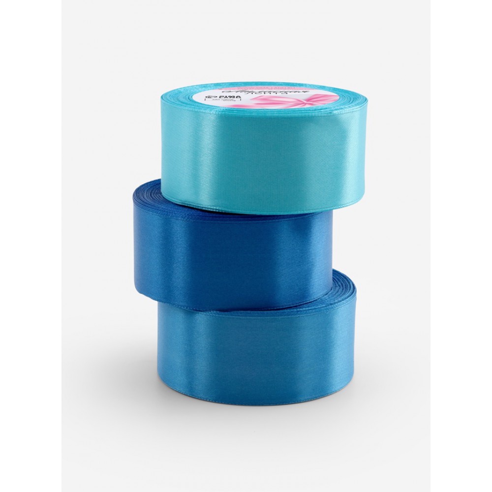 Атласная лента, 40 мм, 23±1 м, голубая