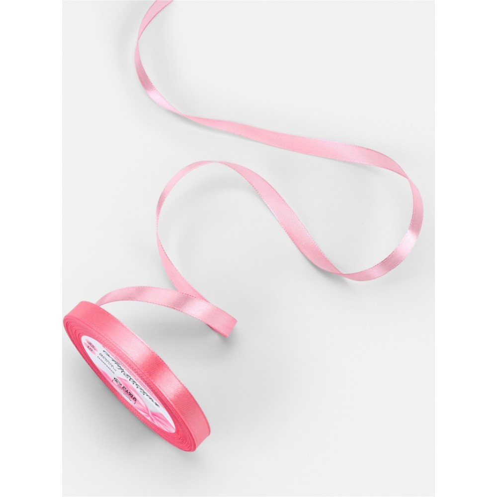 Лента атласная 10мм. 23+1,розовая №124