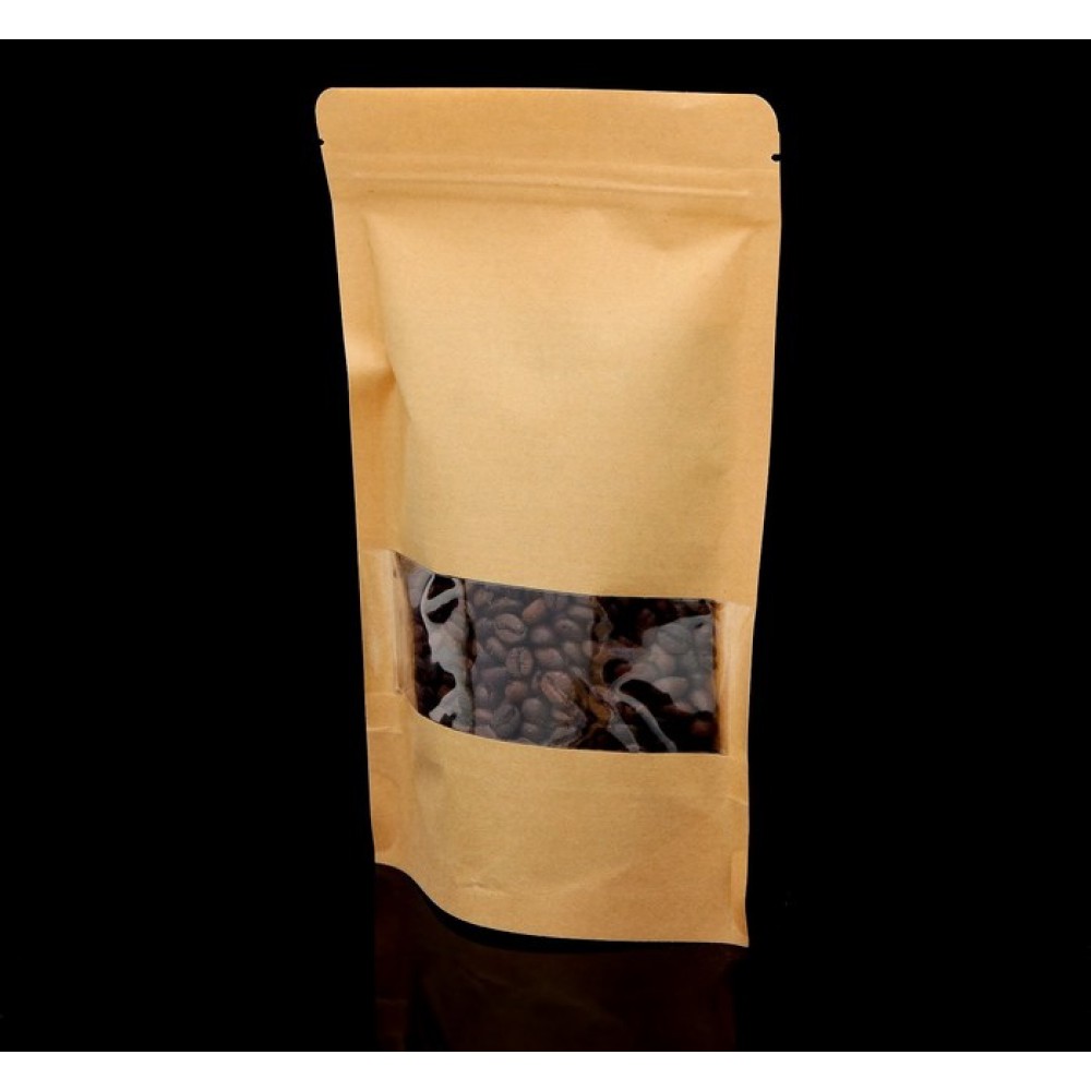 Пакет крафт Zip-lock c пр.окном 14*22см